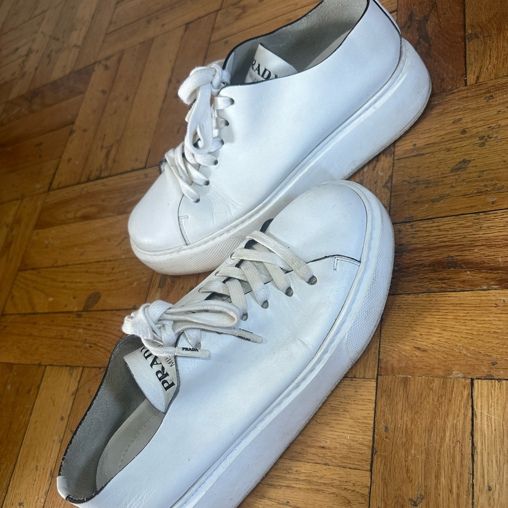SOLD! Prada leather platform sneakers White 40 - Picture 10 of 13